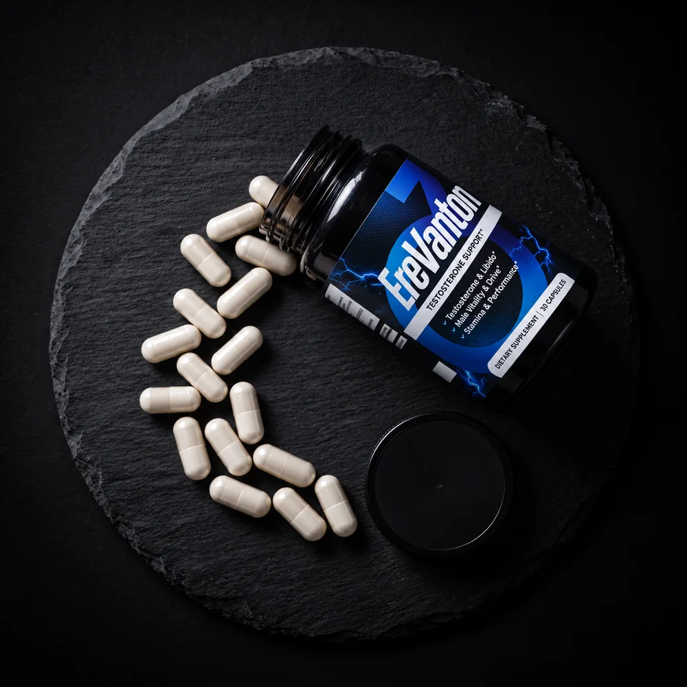 EreVanton® bottle with capsules on slate